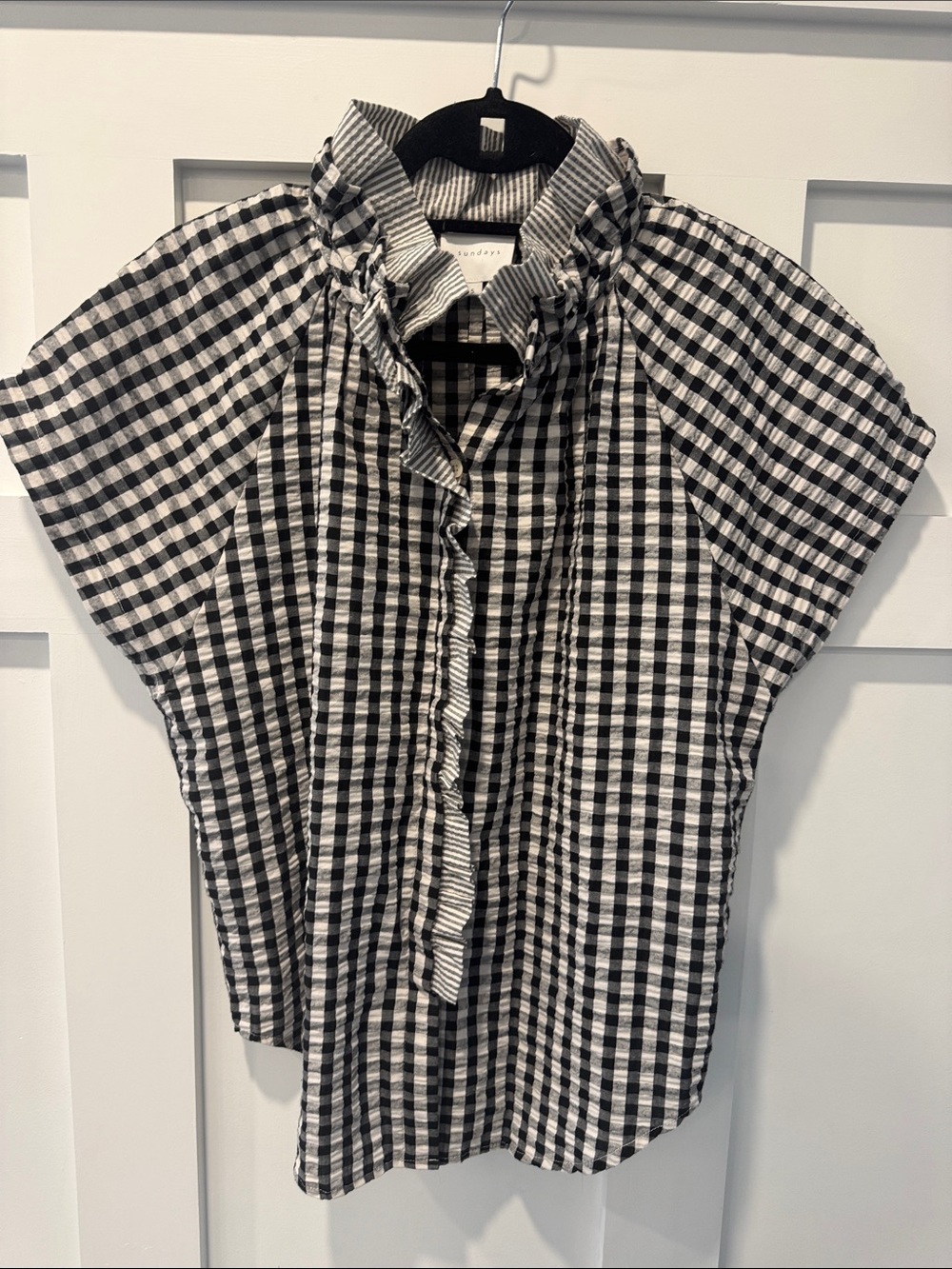 sundays Black and White Gingham Blouse Small